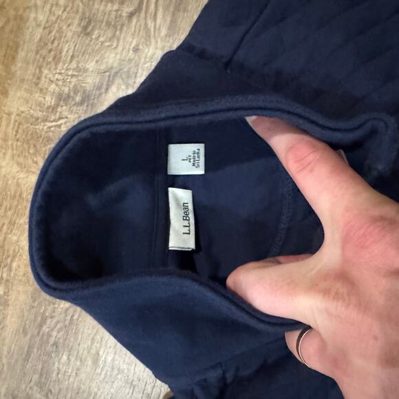 LL BEAN Navy Blue Women's Quilted Full-Zip Sweatshirt Size Large Petite - Picture 5 of 6